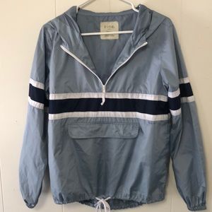Striped windbreaker with front pocket
